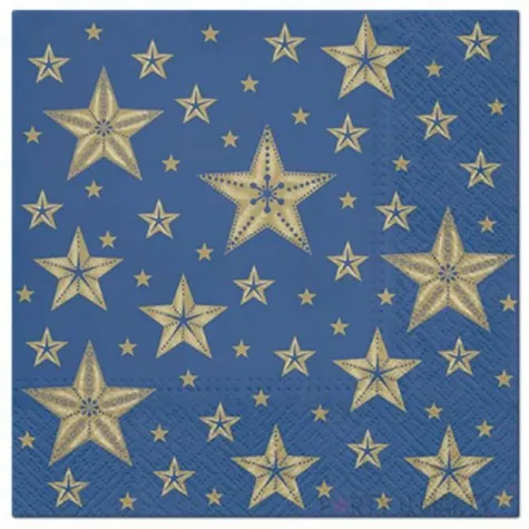 serwetki zlote gwiazdki niebieskie paw 33 cm 20 szt