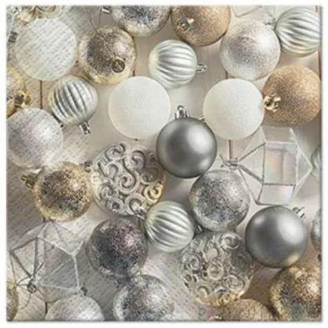 serwetki zlote i srebrne bombki 25 cm 20 szt