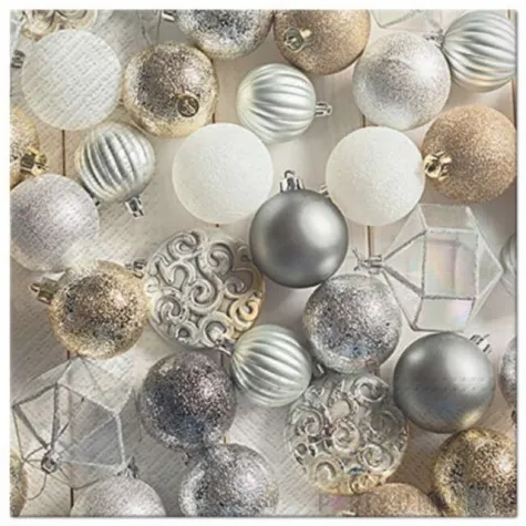 serwetki zlote i srebrne bombki 33 cm 20 szt