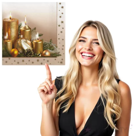 serwetki zlote swiateczne swieczki maki 33 cm 20 szt