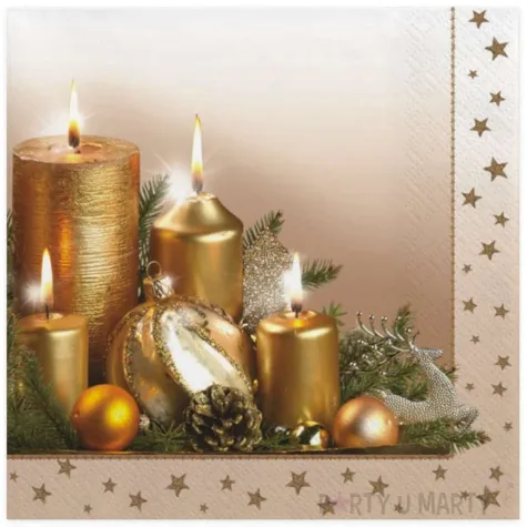 serwetki zlote swiateczne swieczki maki 33 cm 20 szt