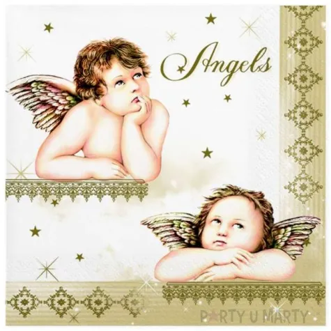 serwetki zlote z aniolkami maki 33 cm 20 szt