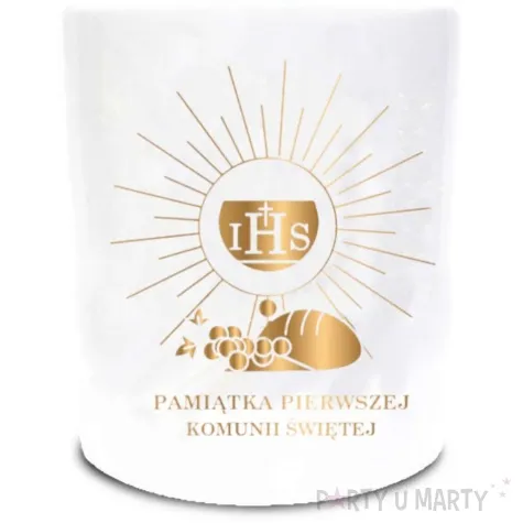 skarbonka pamiatka komunii swietej ihs chleb i winogrona walec biala bgtech