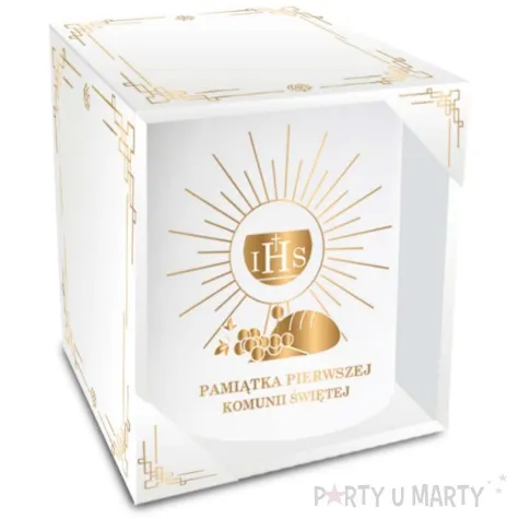 skarbonka pamiatka komunii swietej ihs chleb i winogrona walec biala bgtech
