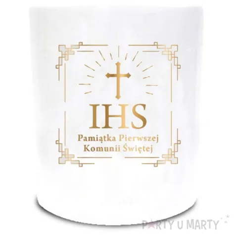 skarbonka pamiatka komunii swietej ihs w ramce walec biala bgtech