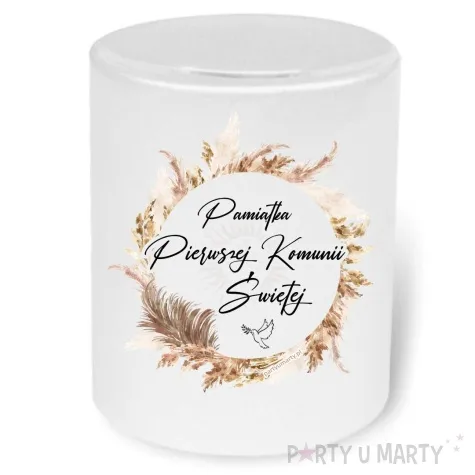 skarbonka pierwsza komunia swieta boho bialy 9 5 cm