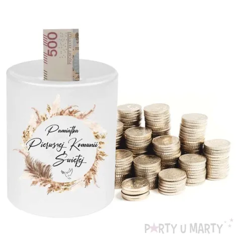 skarbonka pierwsza komunia swieta boho bialy 9 5 cm