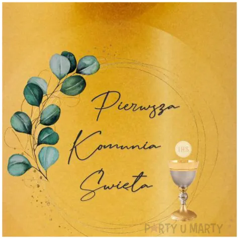 skarbonka pierwsza komunia swieta eukaliptus z hostia zlota 9 5 cm