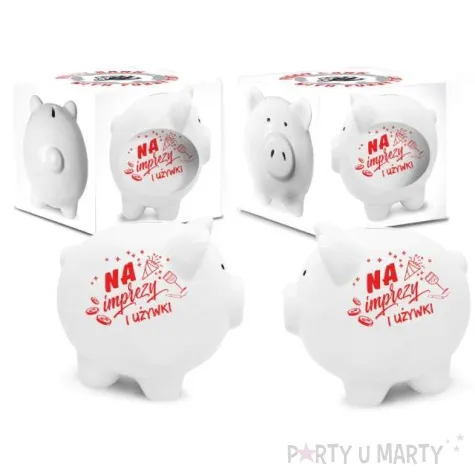 skarbonka swinka na imprezy i uzywki biala bgtech