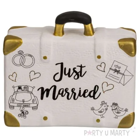 skarbonka weselna walizka just married ootb