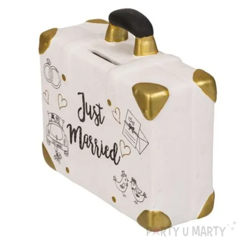 skarbonka weselna walizka just married ootb