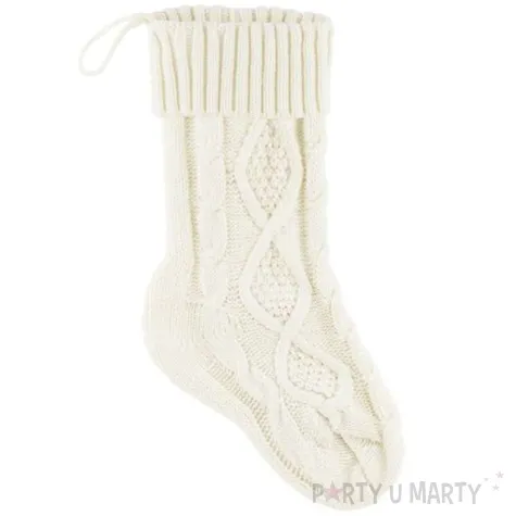 skarpeta na prezenty biale swieta partydeco 34 cm