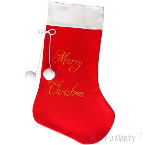 skarpeta na prezenty merry christmas z pomponikami arpex