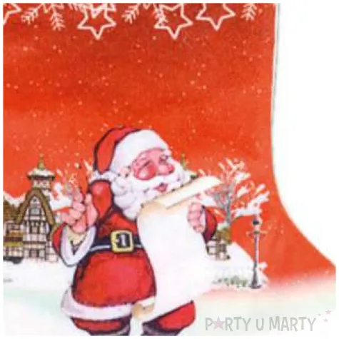 skarpeta na prezenty mikolaj czerwona guirca 26 cm