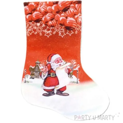 skarpeta na prezenty mikolaj czerwona guirca 26 cm