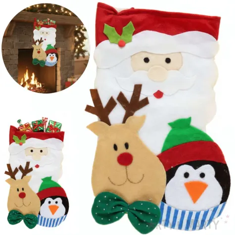 skarpeta na prezenty mikolaj z reniferem