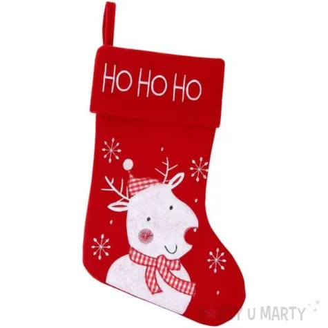 skarpeta na prezenty swiateczny renifer czerwony godan 45 5 cm