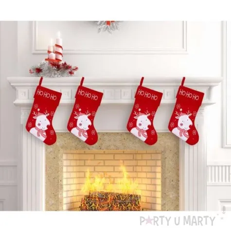 skarpeta na prezenty swiateczny renifer czerwony godan 45 5 cm