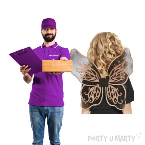 skrzydla aniol elegancki z brokatem zloty smiffys 43 cm