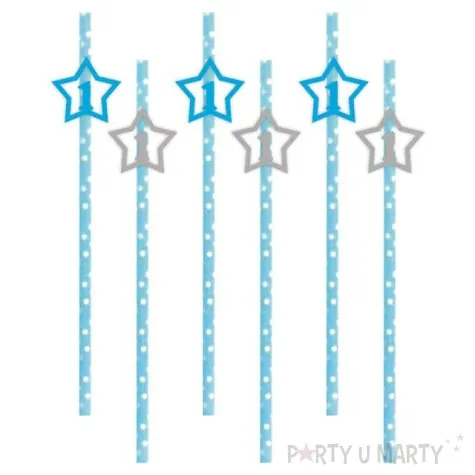 slomki 1 urodziny blekitno srebrne 19 5 cm 6 szt