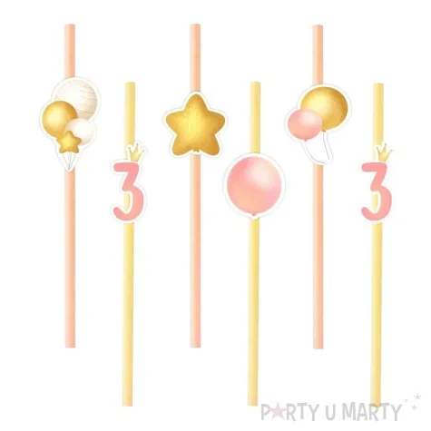 slomki 3 urodziny baloniki rozowy 19 5 cm 6 szt