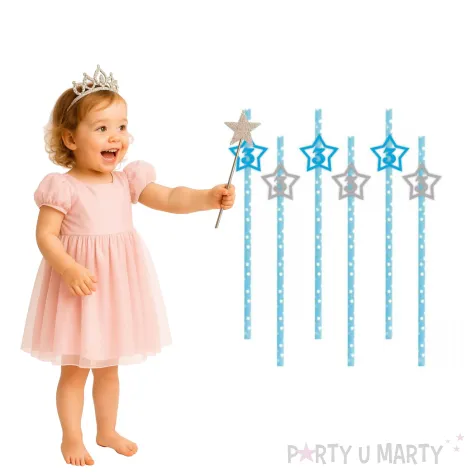 slomki 3 urodziny blekitno srebrne 19 5 cm 6 szt