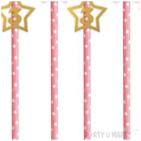 slomki 3 urodziny rozowo zlote 19 5 cm 6 szt