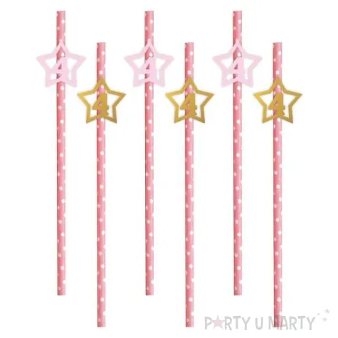 slomki 4 urodziny rozowo zlote 19 5 cm 6 szt