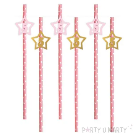 slomki 5 urodziny rozowo zlote 19 5 cm 6 szt