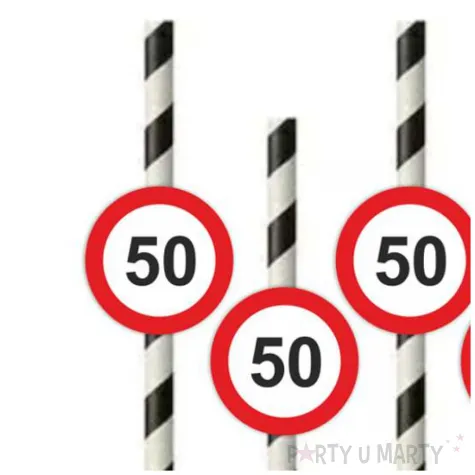 slomki 50 traffic birthday w paski 19 5 cm 6 szt