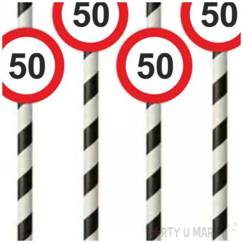 slomki 50 traffic birthday w paski 19 5 cm 6 szt