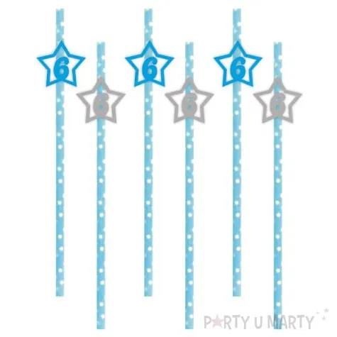 slomki 6 urodziny blekitno srebrne 19 5 cm 6 szt