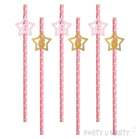 slomki 6 urodziny rozowo zlote 19 5 cm 6 szt