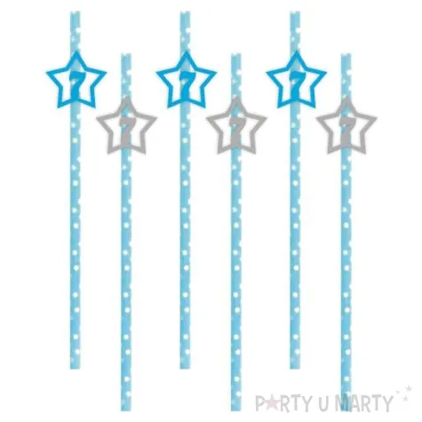 slomki 7 urodziny blekitno srebrne 19 5 cm 6 szt