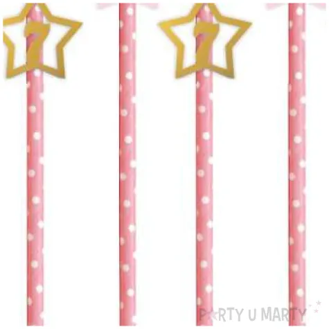 slomki 7 urodziny rozowo zlote 19 5 cm 6 szt