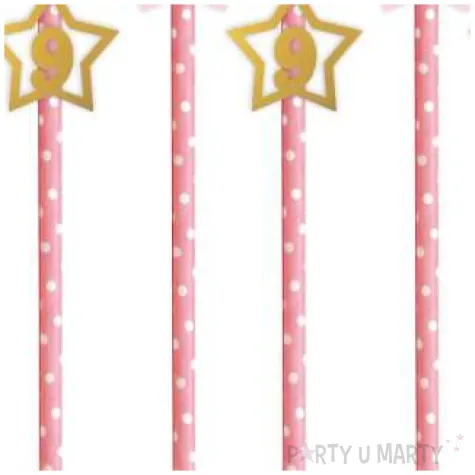 slomki 9 urodziny rozowo zlote 19 5 cm 6 szt