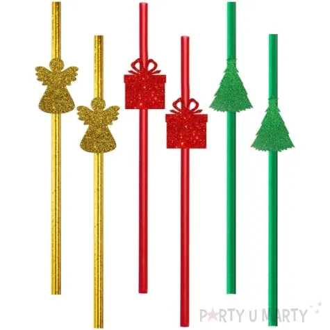 slomki brokatowe swieta z prezentem mix 19 5 cm 6 szt