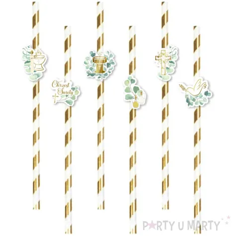 slomki chrzest swiety eukaliptus beauty bialo zlote 6 szt
