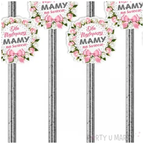 slomki dla najlepszej mamy na swiecie srebrny metalik 6 szt