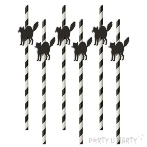 slomki halloween koty bialo czarne 19 5 cm 6 szt