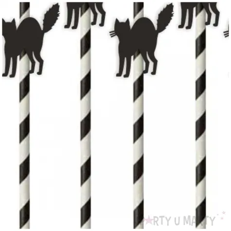 slomki halloween koty bialo czarne 19 5 cm 6 szt