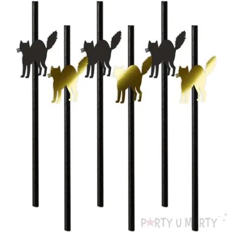 slomki halloween koty zloto czarne 19 5 cm 6 szt