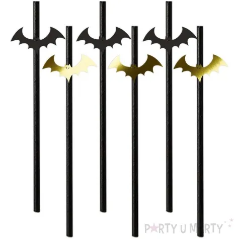 slomki halloween nietoperze zloto czarne 19 5 cm 6 szt