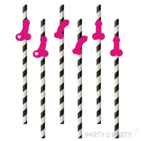 slomki imprezowe peniski mix fuksja 19 5 cm 6 szt