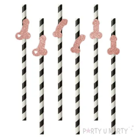 slomki imprezowe peniski mix rose gold brokat 19 5 cm 6 szt