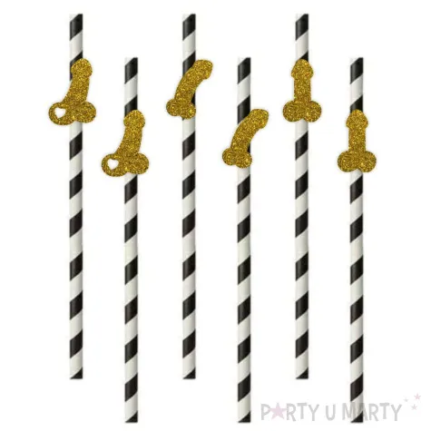 slomki imprezowe peniski mix zloty brokat 19 5 cm 6 szt