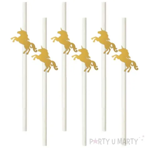 slomki jednorozec zloty biale 19 5 cm 6 szt