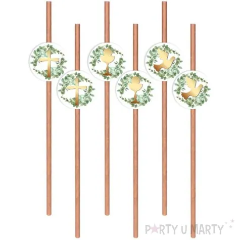 slomki komunia swieta galazki symbole bezowe kraftowe eko 6 szt