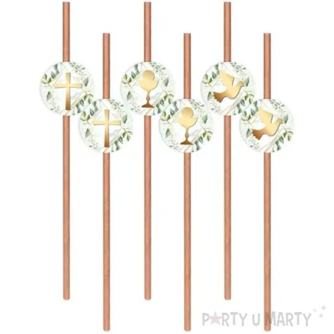 slomki komunia swieta listki symbole bezowe kraftowe eko 6 szt