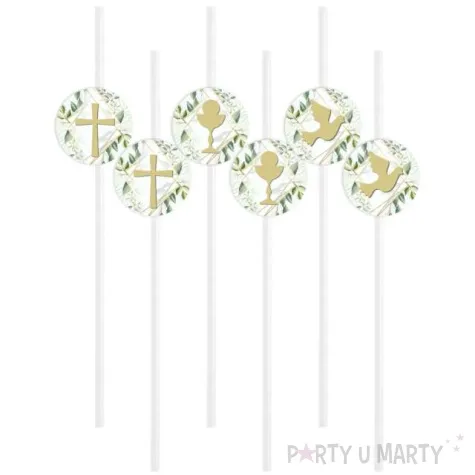 slomki komunia swieta listki symbole piaskowe biale 6 szt